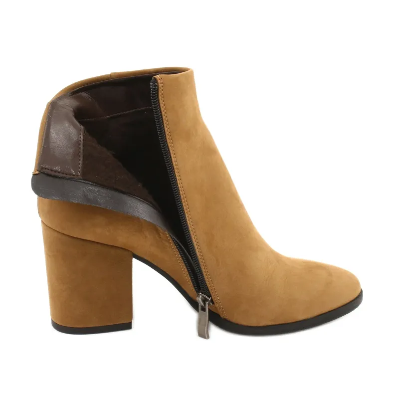 Bottes en cuir pour femmes Kaniowski K-0307 Toffee beige