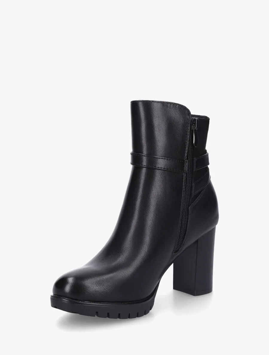 Bottines bimatière à talon haut - Noir