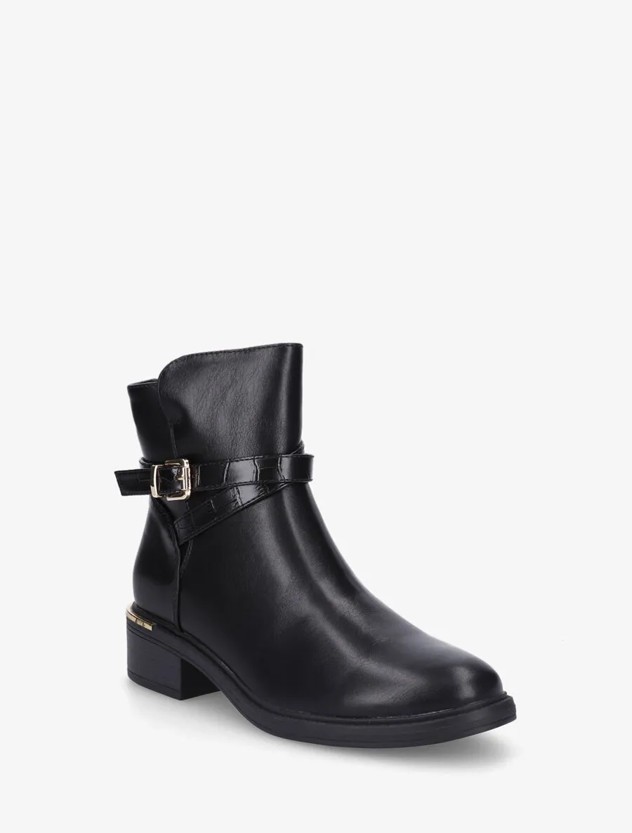 Bottines classiques à boucle en simili - Noir