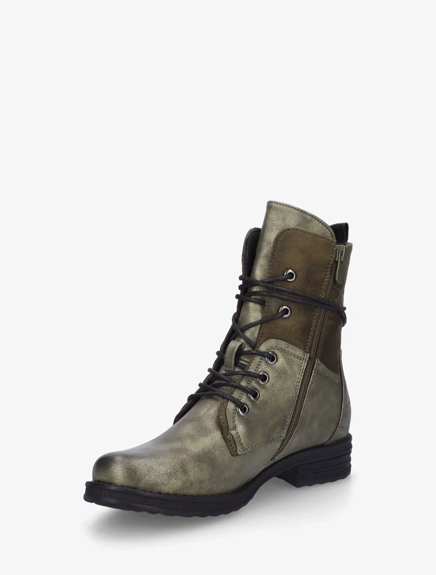 Bottines montantes et bimatière à lacets - Kaki