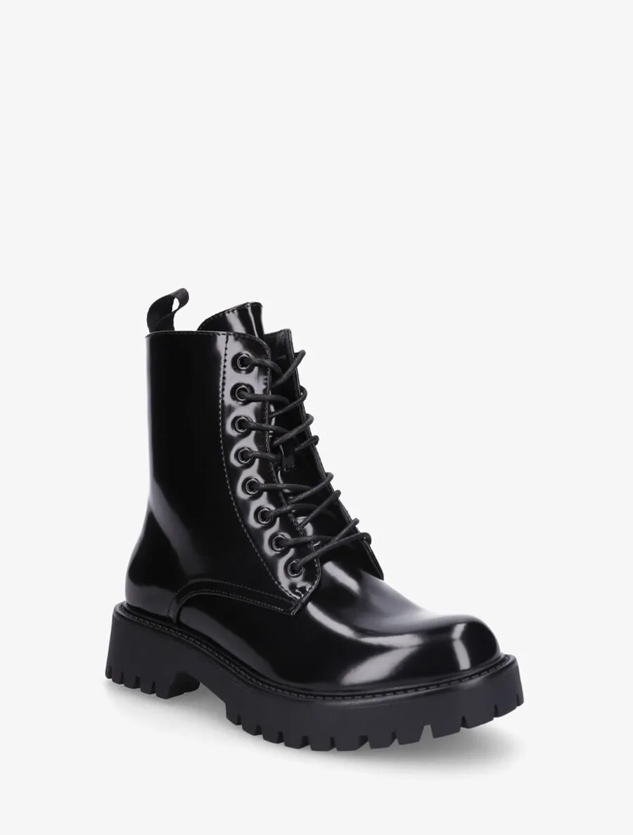 Bottines montantes vernies - Noir