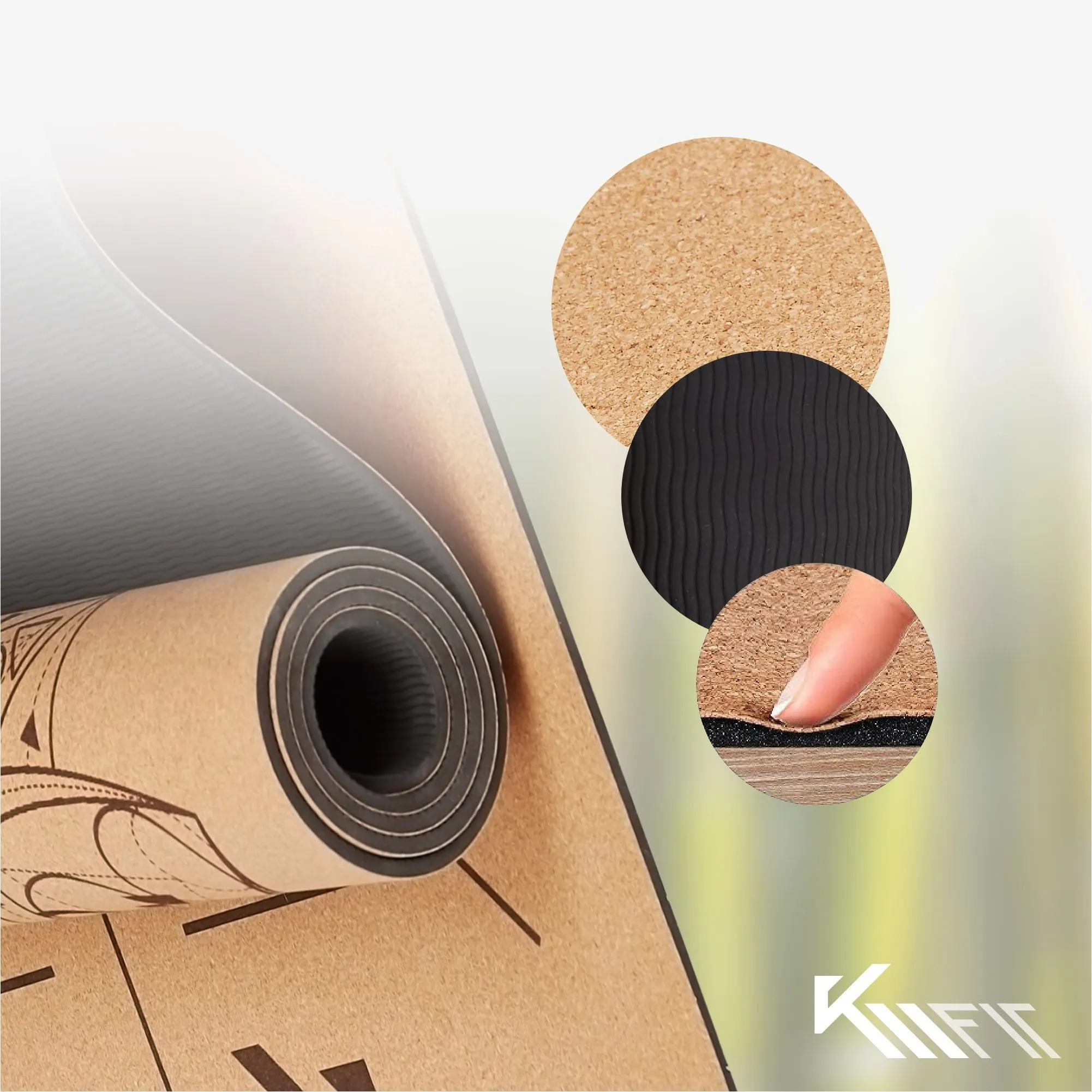 KM-Fit Tpe Tapis de yoga 183 x 61 cm Noir