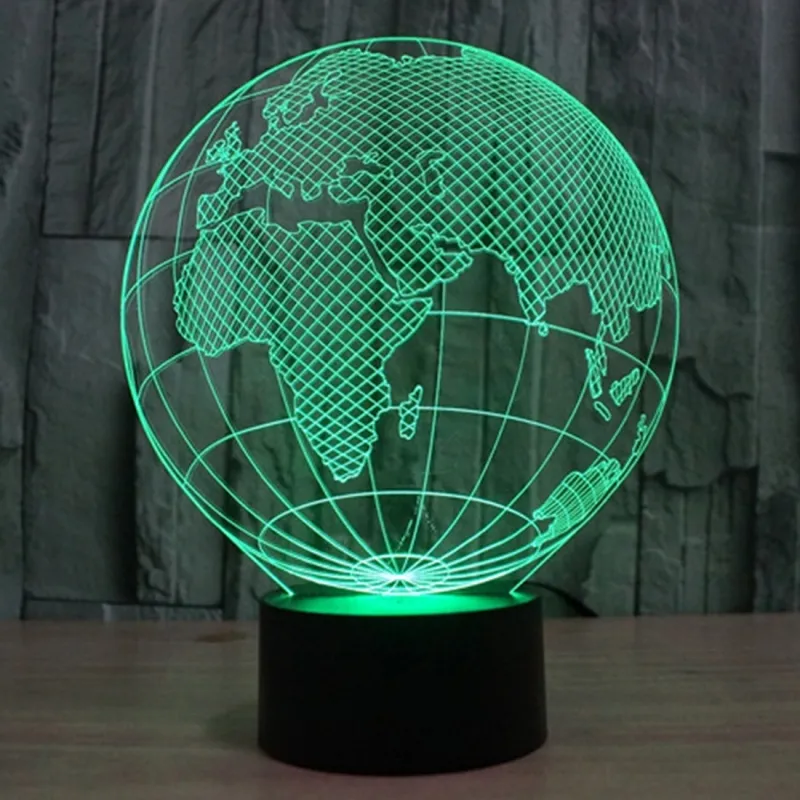 Lampe 3D Globe Europe 7 Couleurs Lumière LED Tactile 0.5W