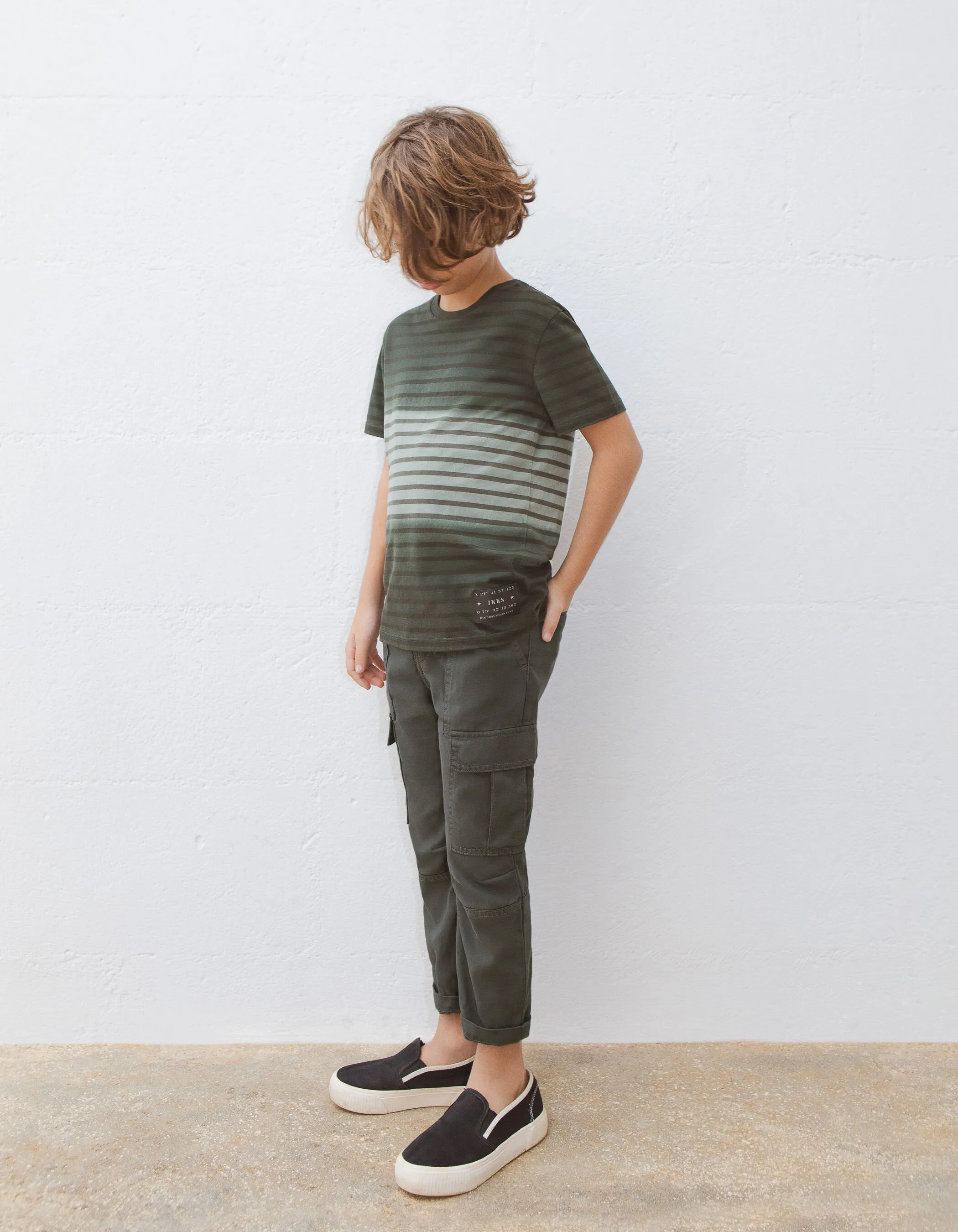Pantalon BATTLE kaki taille élastiquée garçon