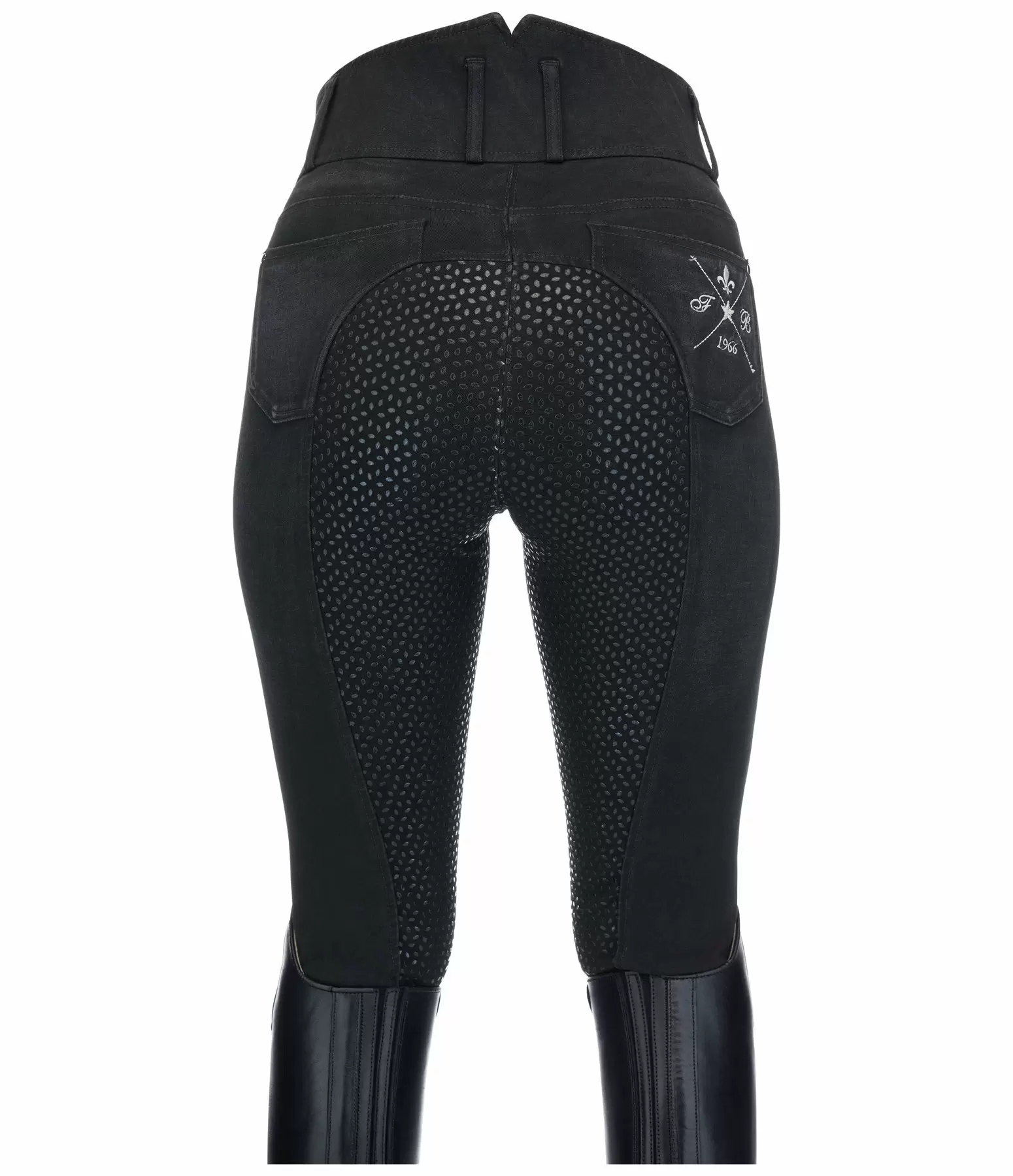 Pantalon d'équitation denim taille haute à fond intégral Grip  Helene