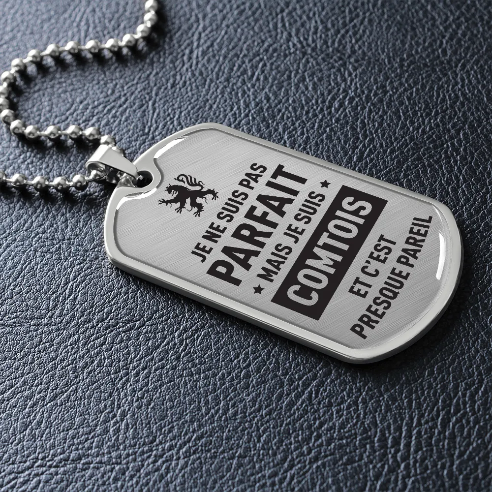 Parfait Comtois - Collier et médaille pendentif militaire cadeau humour pour Franc-Comtois - Bijouterie