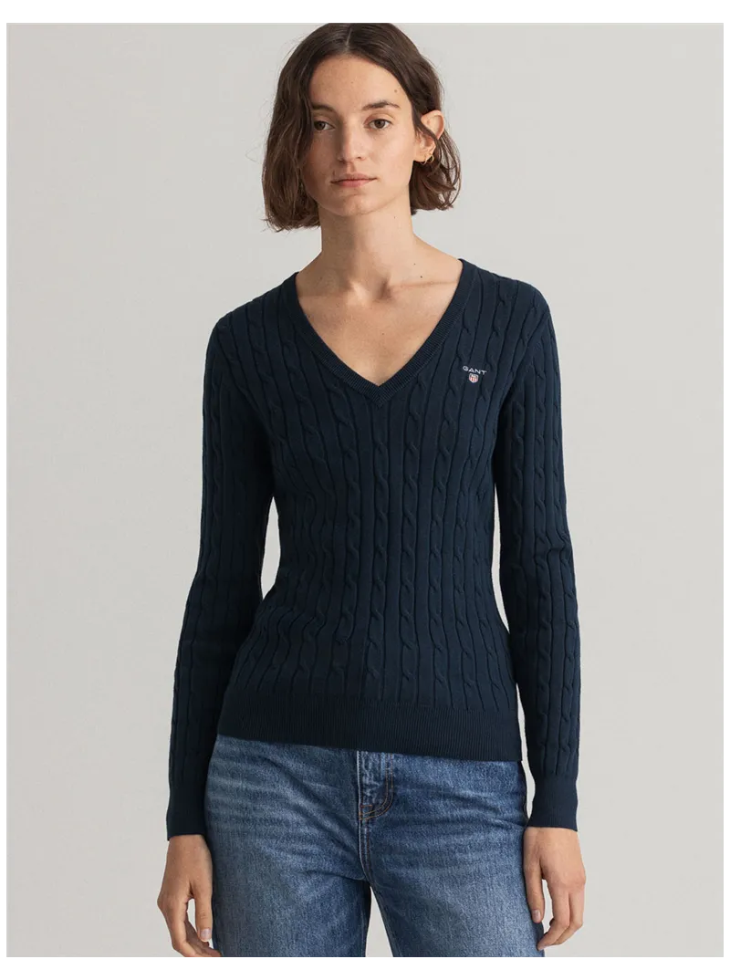 Pull col V en coton torsadé Gant