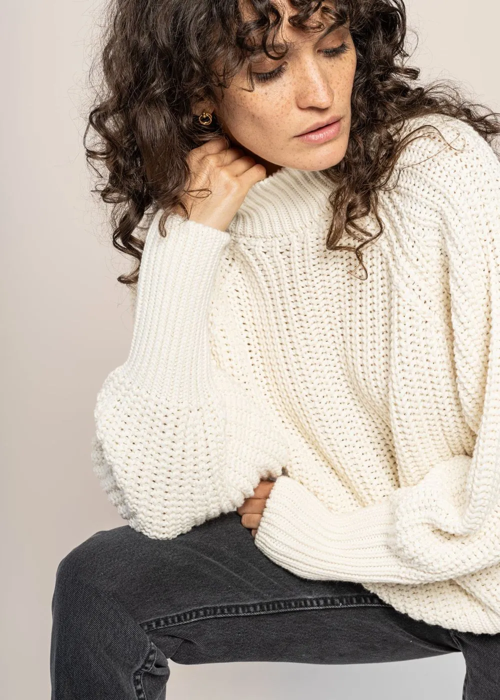 Pull maille en coton bio | écru "ola - offwhite" femme - Jan'n June