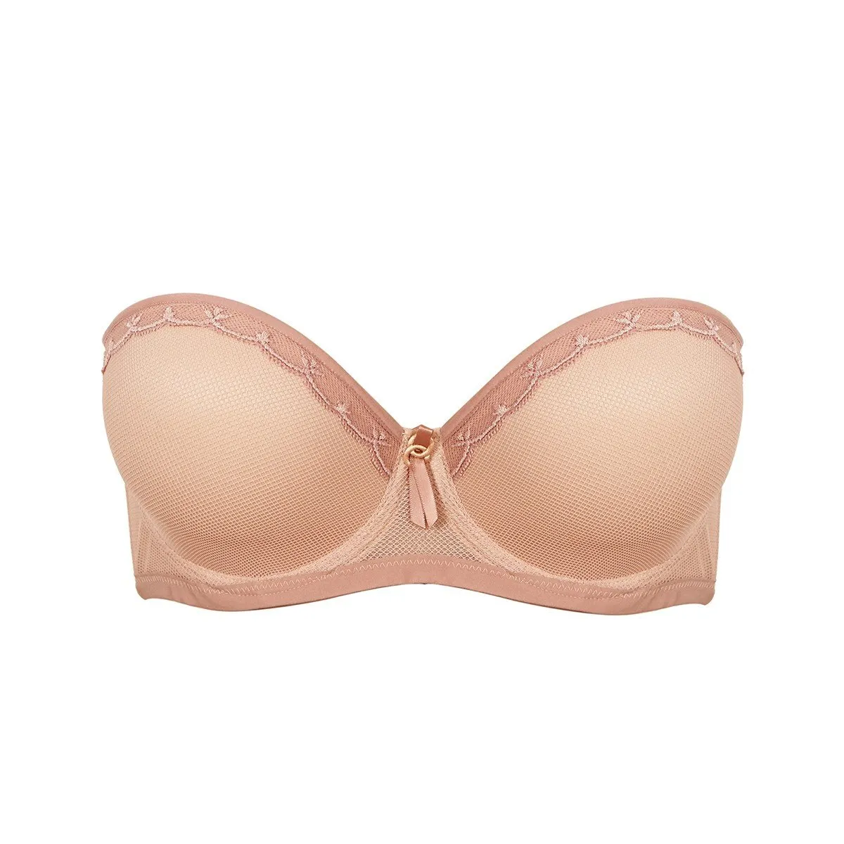 Soutien-gorge bandeau résille Freya moulé Idol allure café au lait