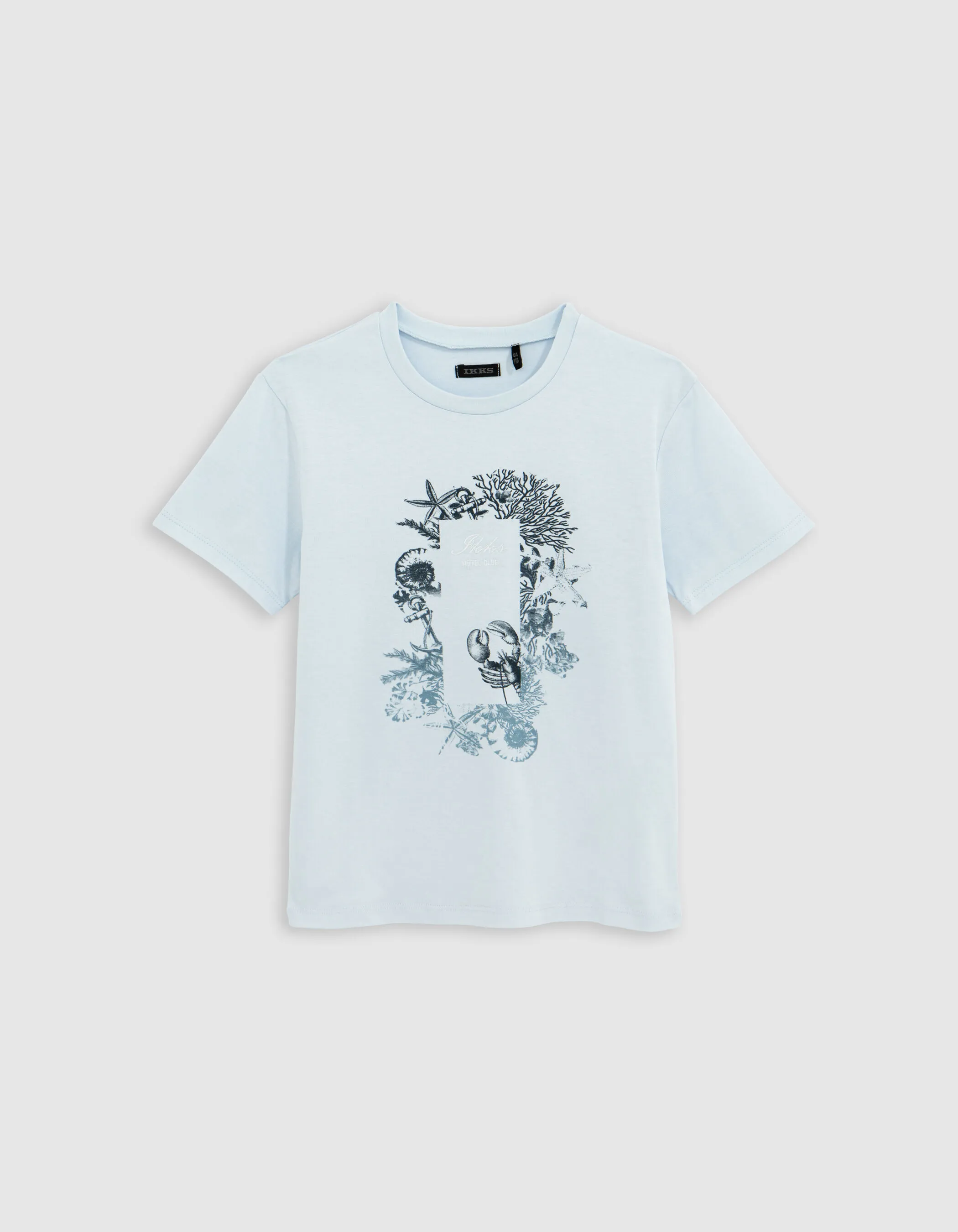 T-shirt bleu ciel visuel homard garçon