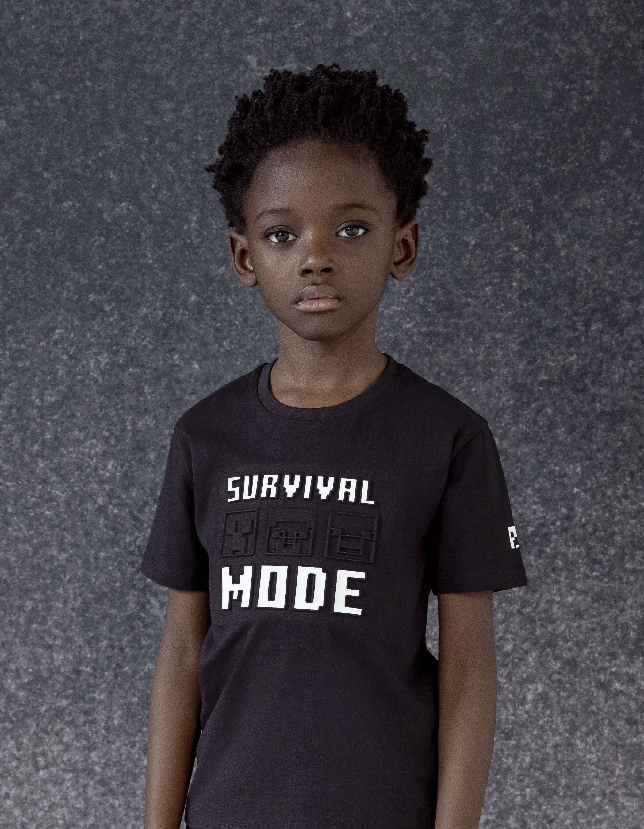 T-shirt noir messages embossés MINECRAFT garçon