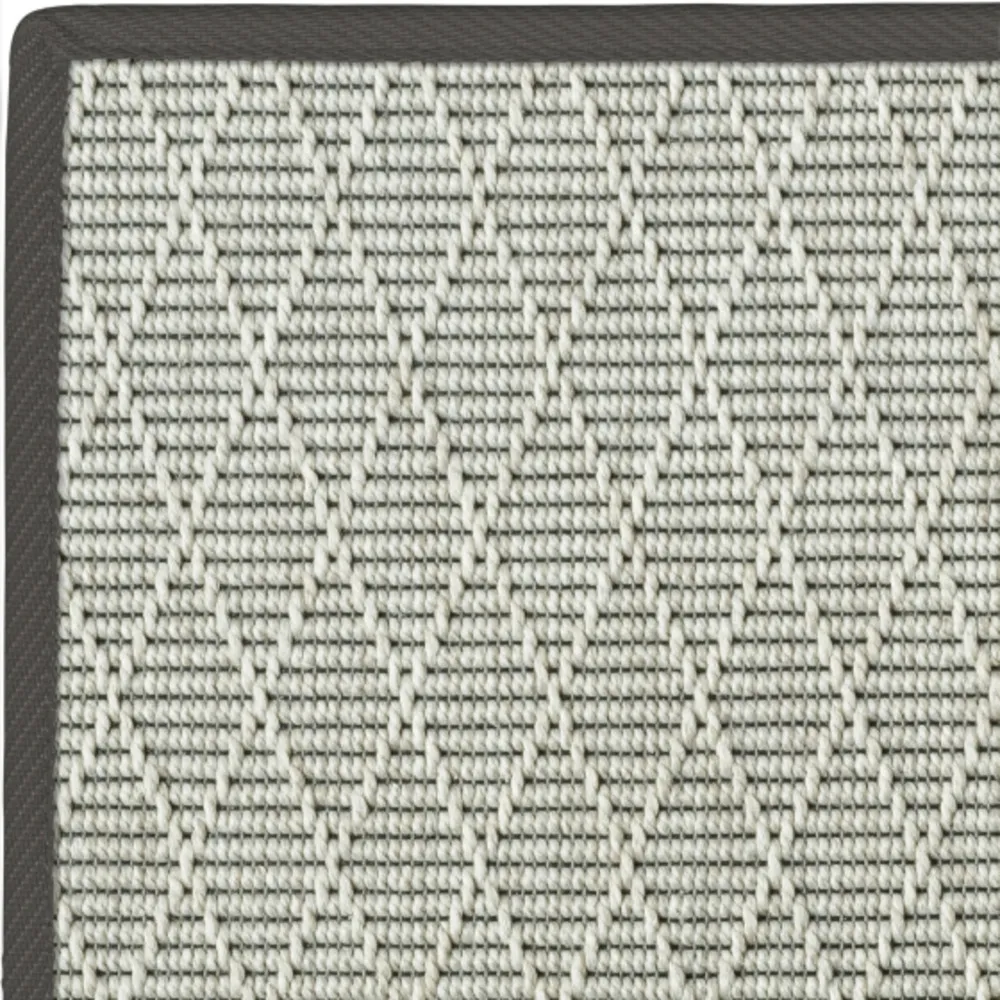 Tapis intérieur / extérieur timika - blanc craie - galon noir - 250 x 350 cm