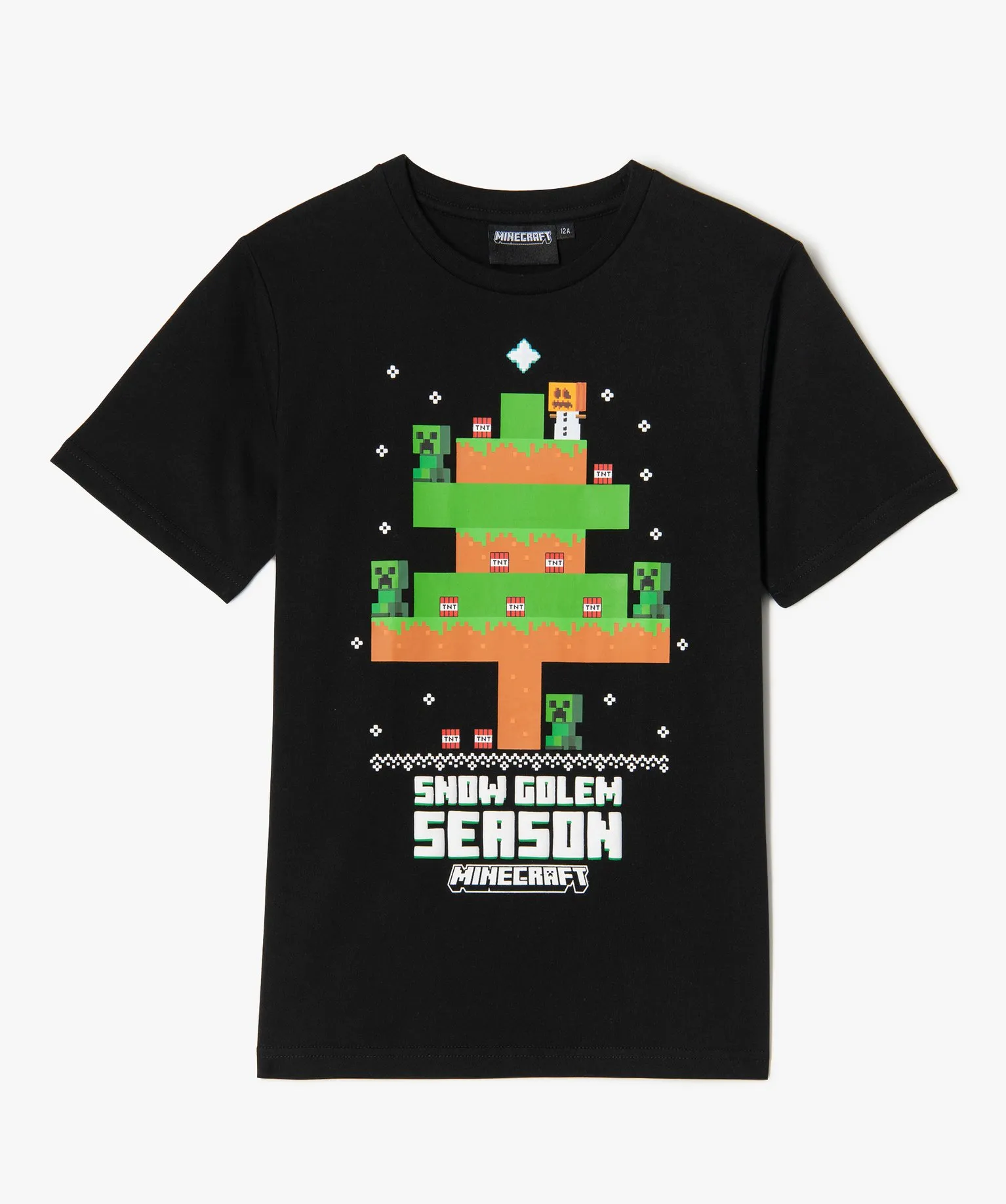 tee-shirt a manches courtes de noel avec motif sapin garcon - minecraft noir tee-shirts