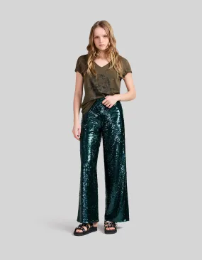 Tee-shirt kaki visuel tête de mort et strass Femme