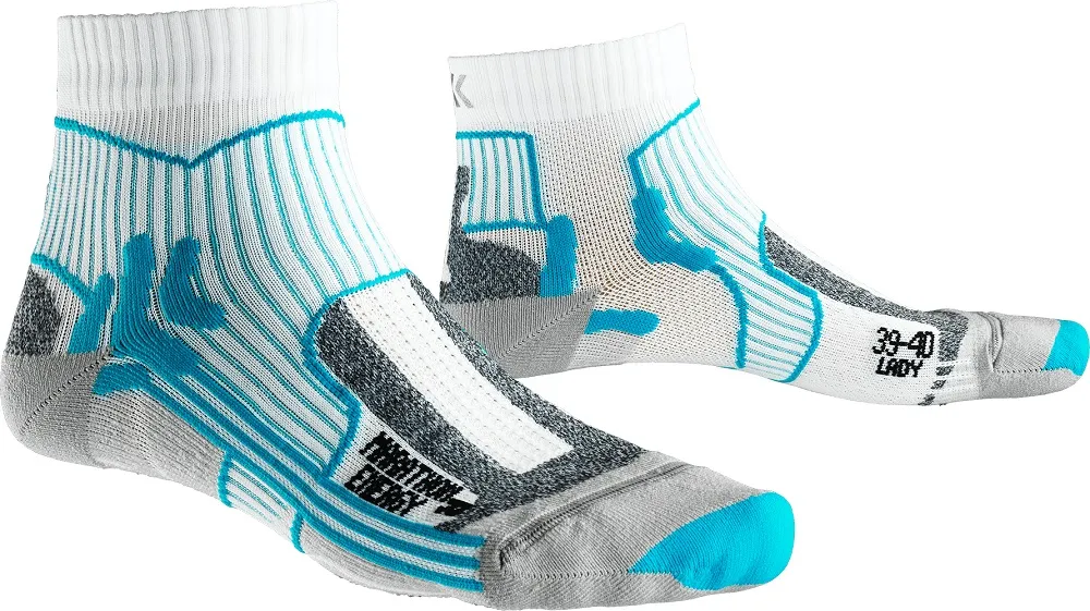 XSOCKS   MARATHON ENERGY FEMME BLANCHE ET BLEUE  Chaussettes Running XSocks